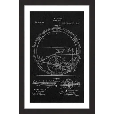 Marmont Hill 'monocycle 1894 Black Paper' By Steve King Framed Painting Print In Black;white