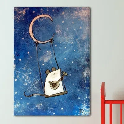 Marmont Hill 'moon Swing' By Andrea Doss Print On Wrapped Canvas In Blue;beige