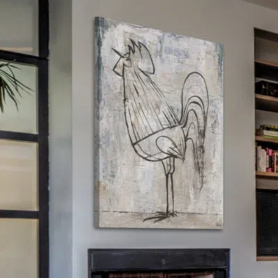 Marmont Hill 'morning Rooster' Painting Print On Wrapped Canvas In Black;gray
