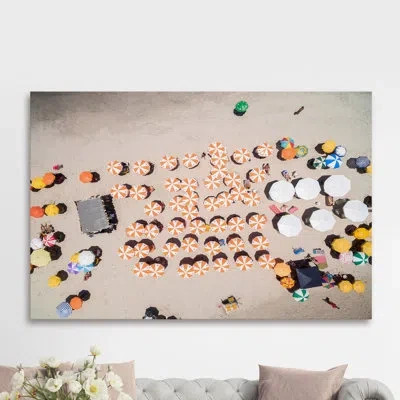 Marmont Hill 'multicolored Umbrellas' Painting Print On Wrapped Canvas In Brown;white;green;gray;yellow;orange