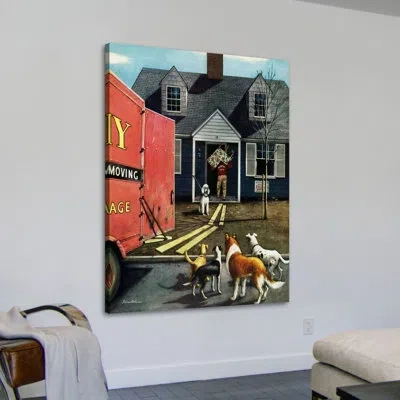 Marmont Hill New Dog In Town By Stevan Dohanos Print On Wrapped Canvas In Blue;gray