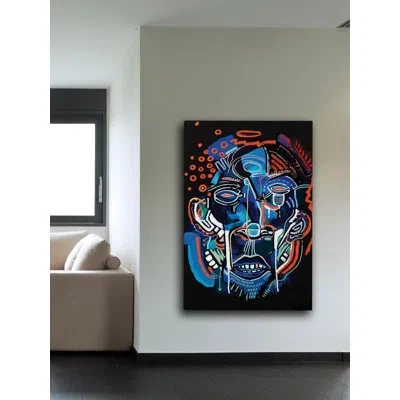 Marmont Hill 'night Face' Print On Wrapped Canvas In Blue;black