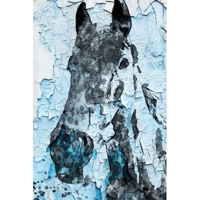 Marmont Hill 'night Song Horse' By Irena Orlov Painting Print On Wrapped Canvas In Blue;black