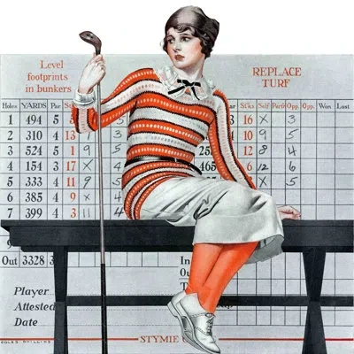 Marmont Hill Novice Golfer By Coles Phillips Painting Print On Wrapped Canvas In Gray;orange