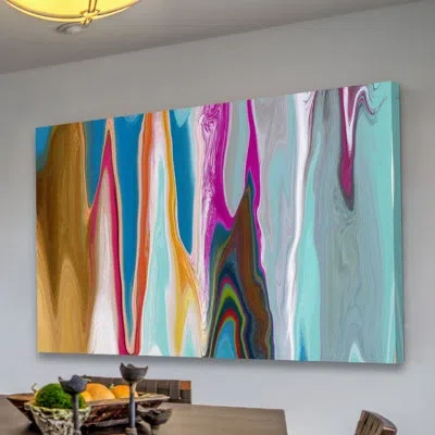 Marmont Hill 'ocean Movement Ii' By Irena Orlov Painting Print On Wrapped Canvas In Blue;pink;orange