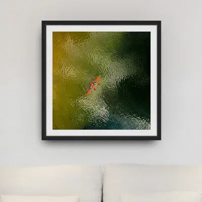 Marmont Hill 'orange Kayak' Framed Print In Brown;green