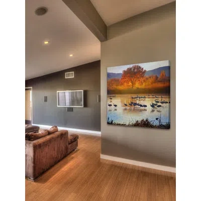 Marmont Hill 'orange Tree Cranes' By Chris Vest Painting Print On Wrapped Canvas In Gray;orange