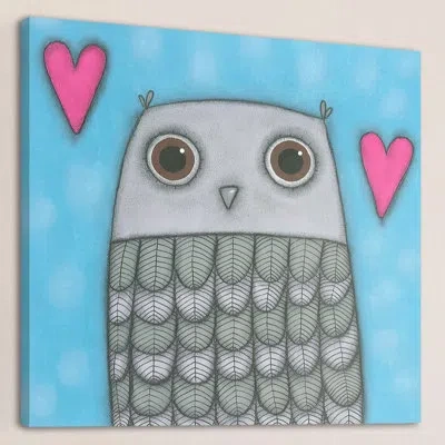 Marmont Hill 'owl' Print On Wrapped Canvas In Blue;silver