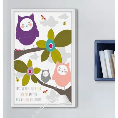 Marmont Hill 'owls Purple' Framed Print In Green;pink;purple