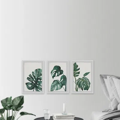 Marmont Hill Palmera White Triptych In Black;green