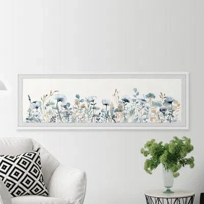 Marmont Hill Panoramic Flowers View By  - Picture Frame Print With Deckled Edge In Green,peach,blue