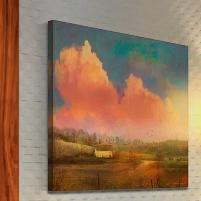 Marmont Hill 'pastoral Sunset' Wrapped Canvas Print On Canvas In Blue;brown;orange
