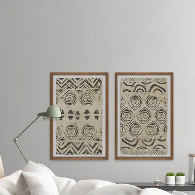 Marmont Hill Pattern Bazaar Xii Diptych - 2 Piece Picture Frame Print Set In Black;brown