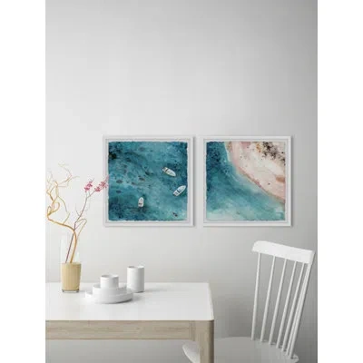 Marmont Hill Perfect Getaway - 2 Piece Picture Frame Painting Print Set On Paper In Blue;beige