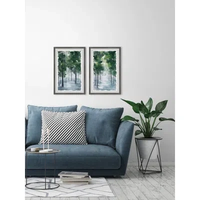 Marmont Hill Perfect Time Diptych - 2 Piece Picture Frame Print Set In Blue;white;green;gray