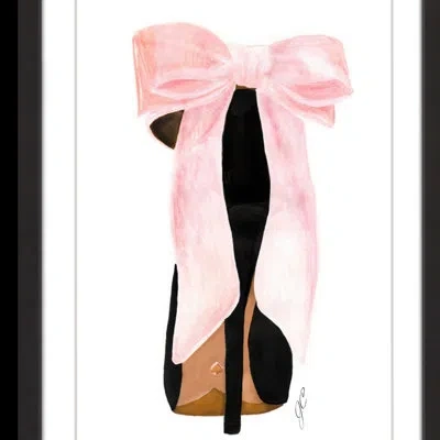 Marmont Hill 'pink Shoe Bow' By Art Rose Framed Painting Print In Black;pink