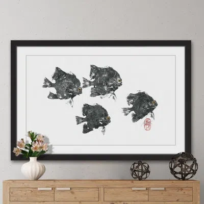 Marmont Hill 'piranhas' Framed Painting Print In Black;white