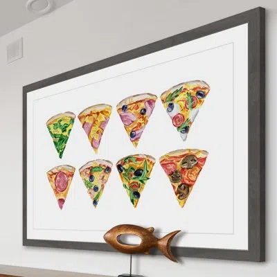 Marmont Hill 'pizza Styles' Framed Watercolor Painting Print In Green;red;yellow