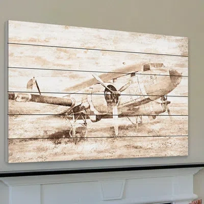 Marmont Hill 'plane At Rest' Painting Print On White Wood In Brown