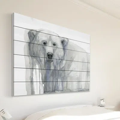 Marmont Hill 'polar Bear' Painting Print On White Wood In White;gray