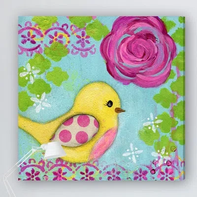 Marmont Hill 'polka Dot Wing' By Jill Lambert Print On Wrapped Canvas In Green;yellow;pink