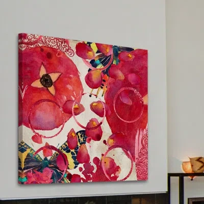 Marmont Hill 'pomegranate' By Evelia Painting Print On Wrapped Canvas In Beige;pink