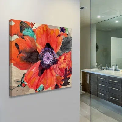 Marmont Hill 'poppy' By Evelia Painting Print On Wrapped Canvas In Beige;pink;orange