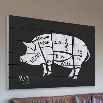 Marmont Hill 'pork Formation' Painting Print On White Wood In Black;white
