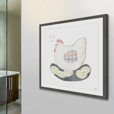 Marmont Hill 'poule Sereine Ii' Framed Print In Gray;red;yellow
