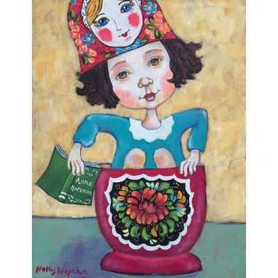 Marmont Hill "pretty Russian Doll" Print On Wrapped Canvas In Blue;yellow;pink