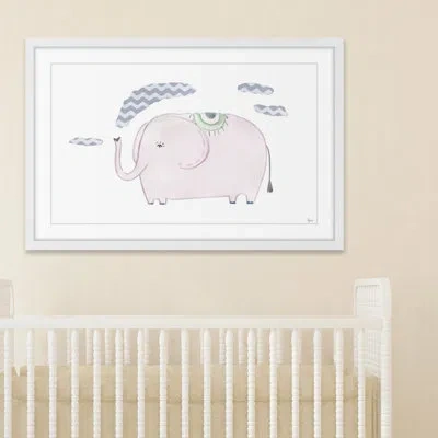Marmont Hill 'puffing Elephant Ii' Framed Print In Pink