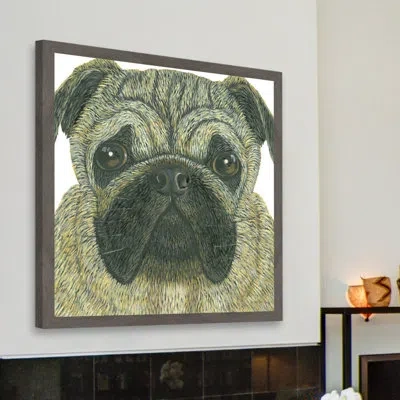 Marmont Hill 'pug' Framed Painting Print In Gray;yellow