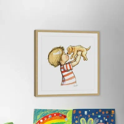 Marmont Hill 'puppy Loves Boy' By Phyllis Harris Framed Print In Red;yellow