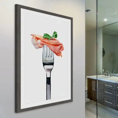 Marmont Hill 'put A Fork In It' Framed Painting Print In Gray;red