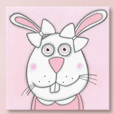 Marmont Hill 'rabbit' Print On Wrapped Canvas In White;pink