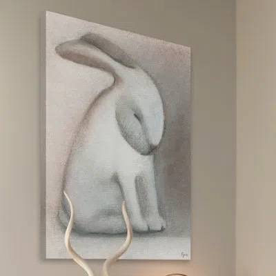 Marmont Hill 'rabbit Reflexion' Painting Print On Wrapped Canvas In White;gray