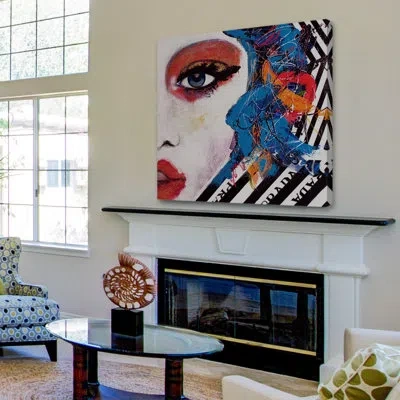 Marmont Hill "real Fantaisies Ii" Print On Wrapped Canvas In Blue;black;red