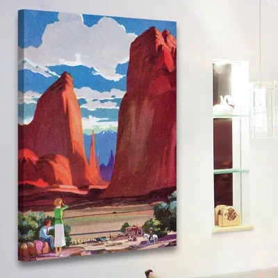 Marmont Hill 'red Rocks' Painting Print On Wrapped Canvas In Blue;brown;white;red