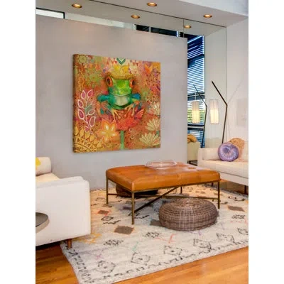 Marmont Hill 'red-eyed Tree Frog' By Evelia Painting Print On Wrapped Canvas In Blue;green;red;yellow;pink;orange;purple