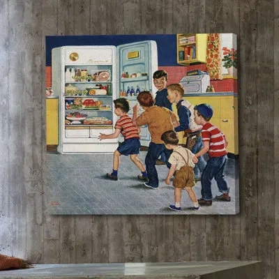 Marmont Hill Refrigerator Raid By Amos Sewell Painting Print On Wrapped Canvas In Blue;yellow