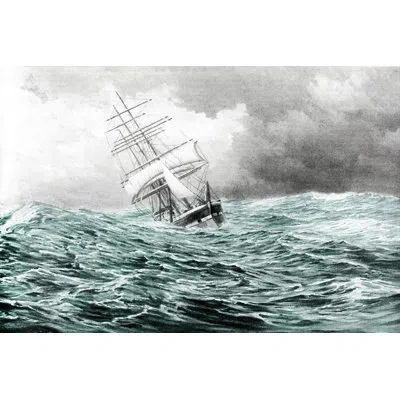 Marmont Hill 'rough Waters' Painting Print On Wrapped Canvas In Blue;gray