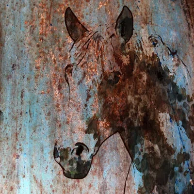 Marmont Hill 'rustic Horse Ii' By Irena Orlov Painting Print On Wrapped Canvas In Blue;brown