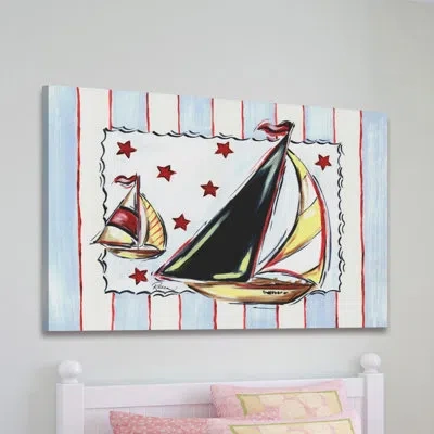 Marmont Hill "sailboat" By Reesa Qualia Print On Wrapped Canvas In Blue;red;beige