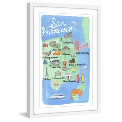 Marmont Hill 'san Francisco Site Map' Picture Frame Graphic Art Print On Paper In Blue;green