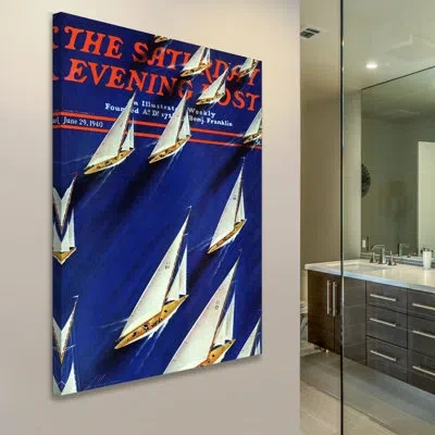 Marmont Hill Saturday Evening Post 1940 Vintage Advertisement On Wrapped Canvas In Blue;white;red