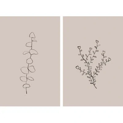 Marmont Hill Seamless Leaves Diptych In Black;pink