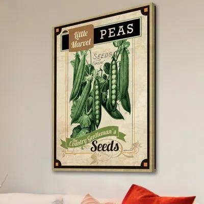 Marmont Hill 'seed Packet Peas' Painting Print On Wrapped Canvas In Green;beige