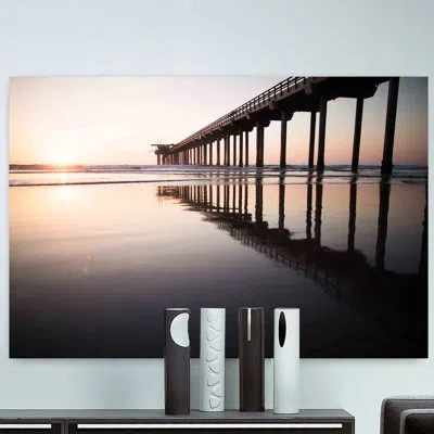 Marmont Hill 'silver Surf' By Morgan J Hartley Painting Print On Wrapped Canvas In Yellow;navy Blue;yellow;navy Blue
