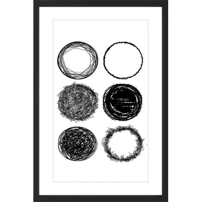 Marmont Hill Six Rings - Picture Frame Graphic Art Print On Paper In Black;white