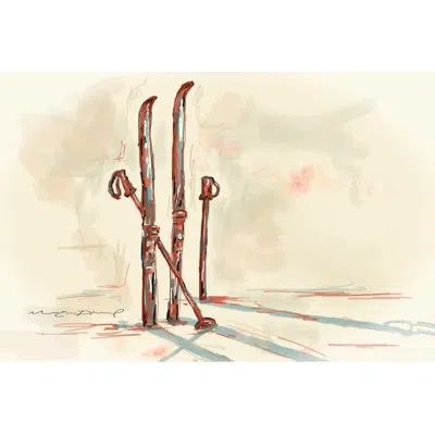 Marmont Hill 'skis' By Marie Eve Pharand Painting Print On Wrapped Canvas In Brown